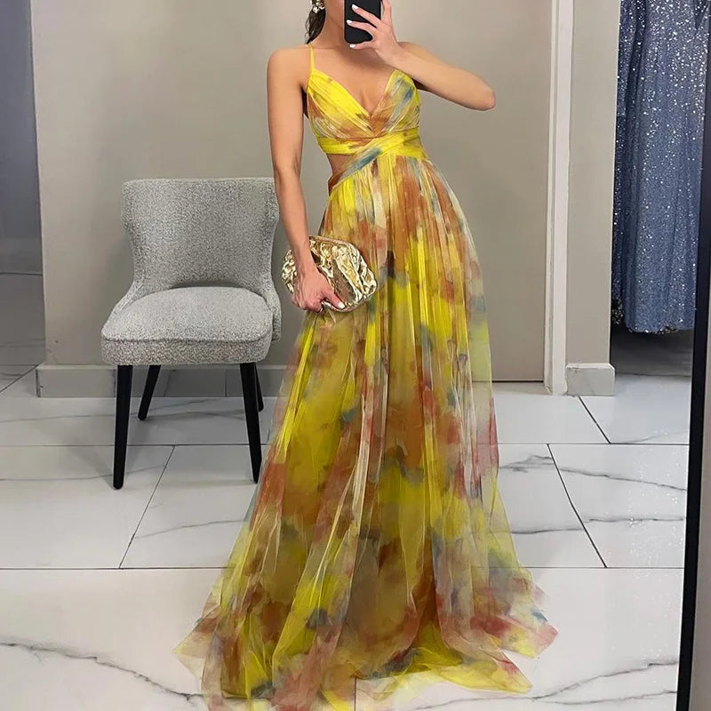 Esther – Enchanting Floral Print Maxi Dress